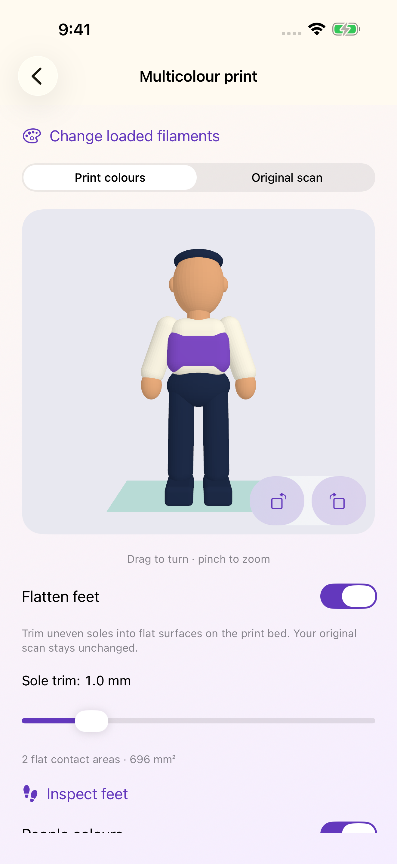 Synthetic demonstration model in the app’s colour view.